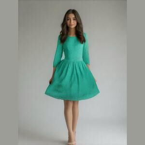 Everly Womens Dress‎ Size Medium Dark Teal Green Lace Knit Juniors Pullover